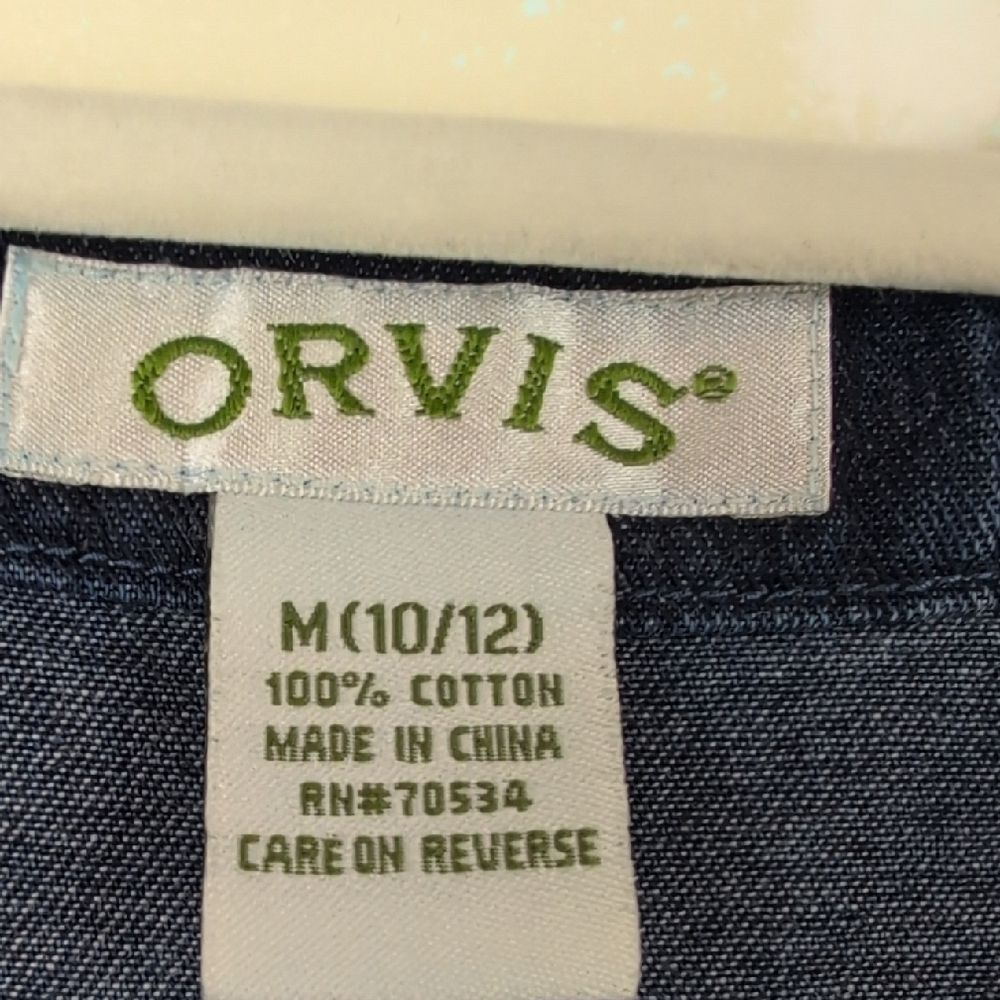 Orvis Dark Blue Denim Vest 100% Cotton Size M - image 2